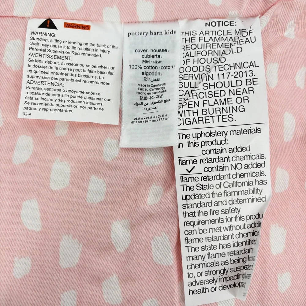 Pottery Barn Kids Pink White Dot Square Arm Anywhere Chair Slipcover New